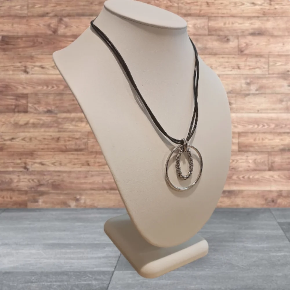 One of a kind Double Leather Strand & Two Piece Silver Pendant for Men